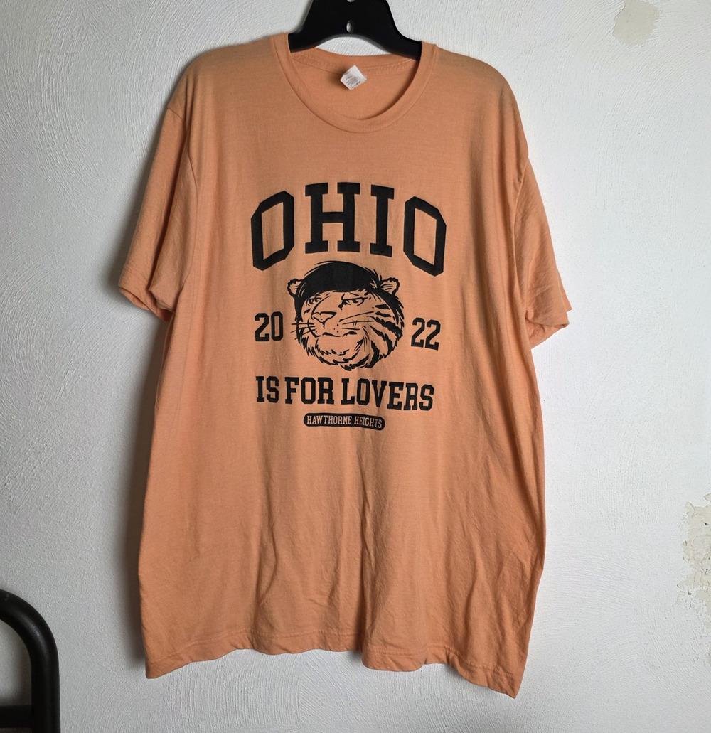 Ohio Is For Lovers Graphic Orange Crew Neck Tee Short Sleeve XL Hawthorn Heights